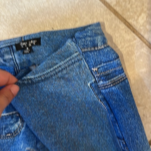 New! Generation Kiss Dolls Kill Harper Faux Denim Flare Leggings Pants S Rave - Picture 4 of 10